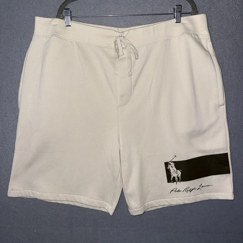 POLO RALPH LAUREN Mens 2XB Beige Fleece Athletic Lounge Shorts Big & Tall 2X XXL - Image 2 of 4