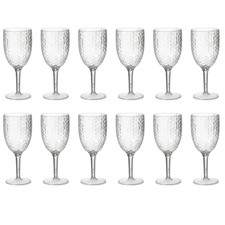 eMKay® Clear High Quality Dimple Plastic Wine Glasses Goblets Outdoor Reusable