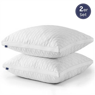 BEDSTORY 2er Set Microfaser Kopfkissen 80x80 40x80 3D Atmungsaktiv Hotel Kissen