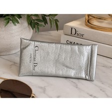 Christian Dior Lunettes Metallic Silver Eyeglass Case Soft Pouch