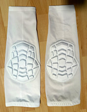 White Padded Compression Knee Sleeves Pair Large Basketball Protective Gear