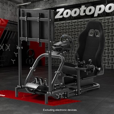 Zootopo Racing Sim Cockpit mit Schwarzem Sitz&TV-Ständer für Logitech G920 G29