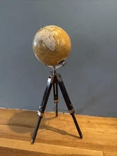 Vintage Globe On Metal Stand 22inch High 26inch Extended