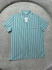 New J Crew Womens Poplin Short Sleeve Sleep Pajama Top Stripes Button Front Sz S