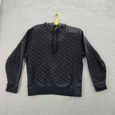 Nike Men Hoodie M Black Swoosh Embroidery Graphic Print Fleece Allover Print