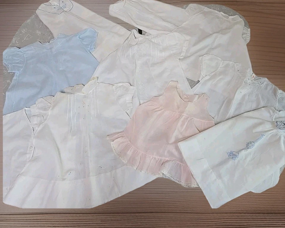 Lot Of 10 Vintage/Antique Newborn Baby Dresses Embroidered Cotton - Image 2 of 4