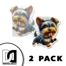 Fluffy Yorkshire Terrier Sticker High Class Creature Decal Made in USA 2 PACK