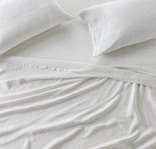 King 100 Linen Sheet Set Dark Gray Micro Stripe - Casaluna NEW