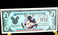 *PRESQUE COMME NEUF* Dollar Disney vintage 1 $ avec vignette Mickey Mouse BORDS TRANCHANTS/COINS
