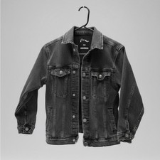 Art Class Brand - Stylish Black Denim Jacket, Grey Hardware, Kids M/8