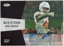 2018 SAGE HIT Black Malik Jefferson Rookie Autograph Card RC #A-72. rookie card picture