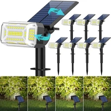 102 LEDs Solar Spot Lights Outdoor, [ 4 Modes/8 Pack] Solar Spotlights Waterp...