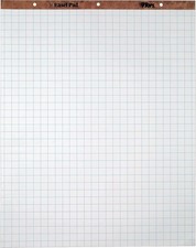 TOPS Standard Easel Pads,3-Hole Punched, 27x34in,1" Grid, Unruled White,50 Sheet