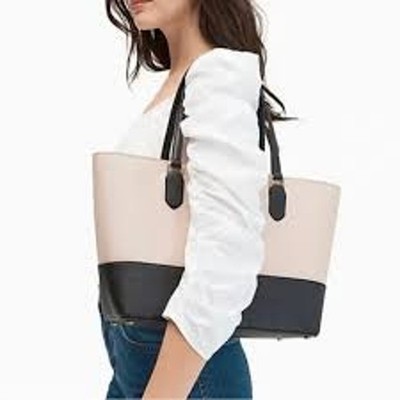 KATE SPADE Laurel Way Dally Bag Shoulder Tote Purse Bone and Black MINIMALIST