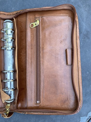 Vintage Coach 6-Ring Brown Leather Full Zip Planner/Organizer For Work Business - Picture 7 of 8