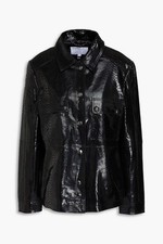 Women's LEATHER SNAKE PRINT JACKET New MUUBAA Black Shacket BNWT