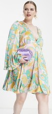 New ASOS CURVE 16 MOD DRESS Bell Sleeve 