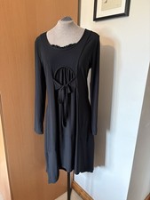 d.e.c.k By Decollage Ladies Black Tunic Style Dress T1 Uk10 Ruffle Front Cutout