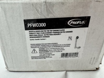 PROFLO PFWO300 1-1/2'' PVC Tub Drain Trim / Fitting - Toe Tap Chrome