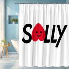 Cute Red Heart Smiley Shower Curtain for Kids Bathroom Decor