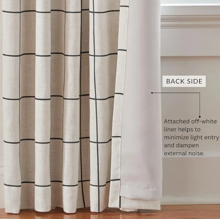 Cortinas de Ventana Poli/Lino Marfil 2 Paneles BLACKOUT 52" X 95" Cortinas de Ventana Foto 4 de 4