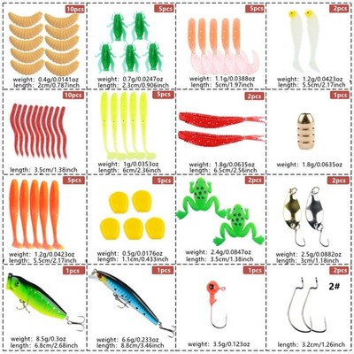 80-teiliges K?derset f��r S��?wasserangeln L?ffel Fr?sche Elritzen Softbaits