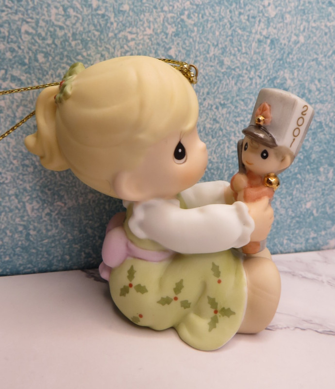2001 Enesco Precious Moments Mini Figurine or Ornament Girl w/Toy Soldier 877441