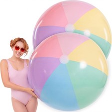 Tradder 2 Pcs 60 Inch Giant Inflatable Beach Ball Large Pastel Macaron