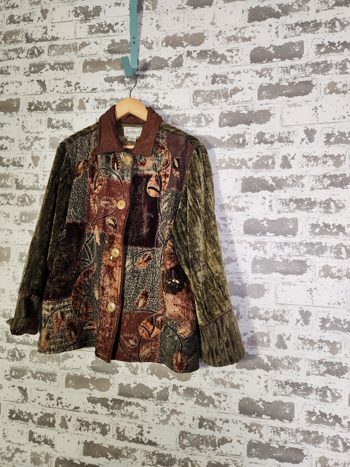 Vintage Flashback Patchwork Boho Jacket Size Larg… - image 5