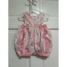 Vintage 6-9 Month Floral One Piece Outfit 1990s Pink Stripe