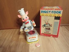 Vintage 1950s Yonezawa Piggy Cook Battery Operated Toy W/Eggs, Box, - VIDEO