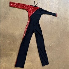 80s Red and Black sequin disco rave jumpsuit