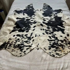 Cowhide Rug Extra Large Black & White Hair on hide 53" X 49" 100% Natural