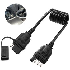 Seamaka 4 Way Flat Trailer Extension Coiled Cable, 4 36"/3 FT-18AWG, Black