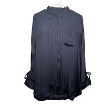 Banana Republic Blouse Women's Medium Button Up Parker Satin 3/4 Sleeve Top