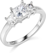 1.70 Ct Princess 14K White Gold 3-Stone Created Diamond Engagement Wedding Ring