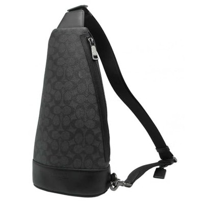 Coach FCY801 Shoulder Bag in Charcoal and Black with Dominique Signature Coated