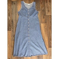 Vintage Jason Cody Denim Jumper Dress Womens 12 Blue Cotton Button Front Midi