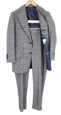SUITSUPPLY Havana Wide Lapel Men Suit UK36S Wool Cashmere Checked Slim 2 Piece