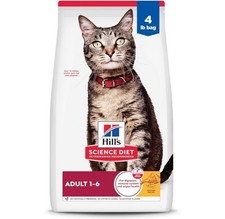 Hill's Science Diet Adult Cat Food Chicken Recipe 4 lb Dry Bag BIG SALE