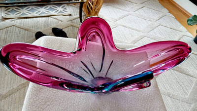 Schwere Glas Schale - MURANO - dekoratives Design - Länge 33 cm - 1,2 kg