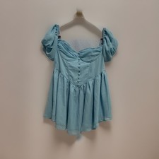 PrettyLittleThing Plus Blue Sweetheart Puff Short Sleeve Mini Dress 12W NWT