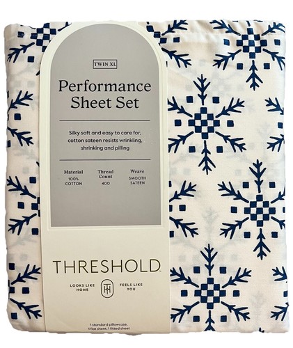 NEW Threshold Performance 400TC Twin XL Sheet Set. Christmas / Holidays ...