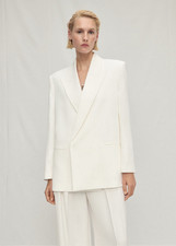 NWT MANGO MNG OFF WHITE DOUBLE BREASTED SUIT BLAZER JACKET SZ M MEDIUM