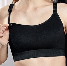 Gratlin Women Nursing Bra Support Black Breastfeeding Maternity Size LARGE A029
