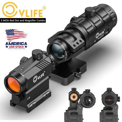 Motion Awake 3 MOA Red Dot Sight RifleScope with 3X Flip to Side Magnifier Combo