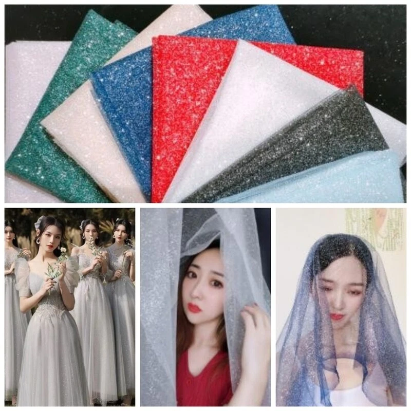 1M Glitter Sequin Tulle Fabric Shiny Gauze for Wedding Dress Veil DIY Sewing Art - Image 4 of 4