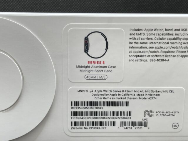 ⭐ Apple Watch Series 8 45mm Wi-Fi + Cellular Midnight MNVL3LL/A NEW✅❤️✅❤️ SEALED