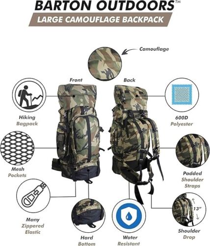Großer Camouflage Rucksack zum Wandern - wasserabweisend - ENDAUSVERKAUF - Bild 5 von 5