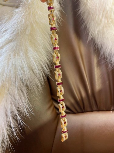 Designer K Yellow Pigeon Blood Ruby H Full Diamond ✨ Bracelet - Picture 3 of 4